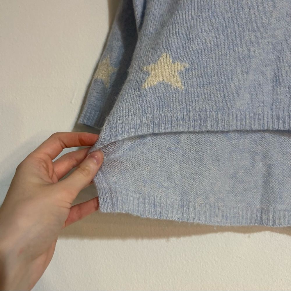 Brodie Cashmere Fine Cashmere Blue Star V-Neck Sweater Jumper Size Small - Picture 3 of 11